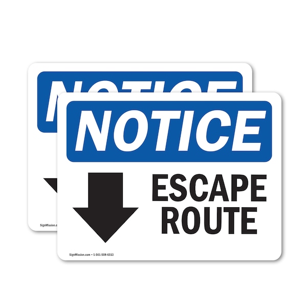 Signmission Escape Route (Down Arrow) Sign With Symbol, 5 in W x Rectangle, Vinyl Decal OS-2PACK-NS-D-35-L-12134 - main